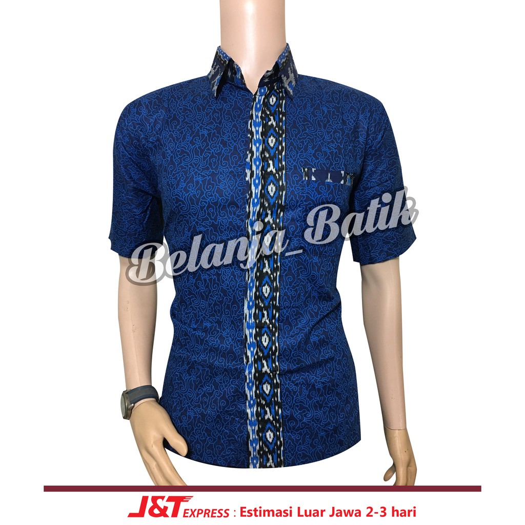 Risna Batik HRB026 Kenongo Kemeja Tosca Pendek Pekalongan Padi M L XL Sogan Tulis Halus Bagus Murah