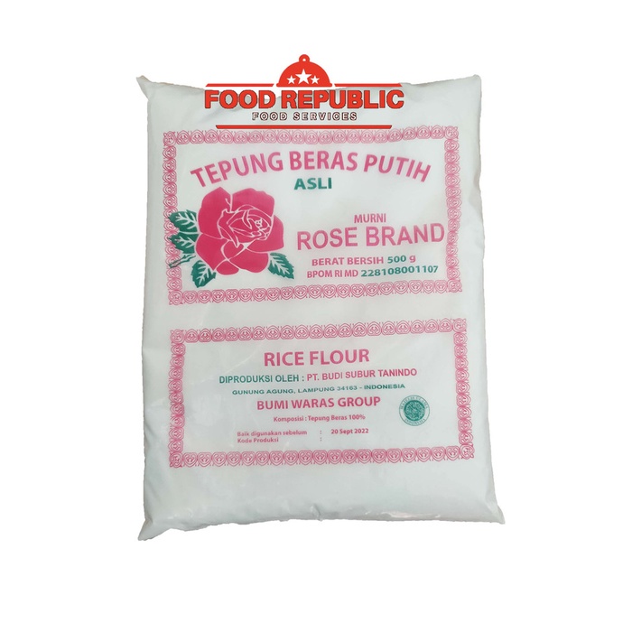 

Ketan-Beras-Tepung- Tepung Beras Murni Rose Brand 500 Gr - Rose Brand Rice Flour Halal Mui -Tepung-