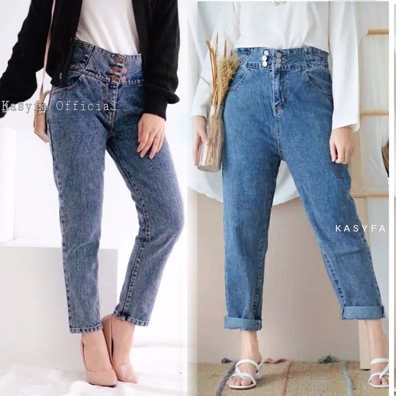 GIRZA BOYFRIEND JEANS HIGHWAIST 6 BUTTON // BEFFIE JEANS HIGH WAIST BOYFRIEND