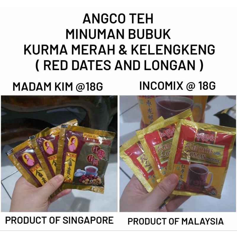 

ECER ANGCO TEH RED DATES LONGAN TEA MADAM KIM INCOMIX KURMA MERAH KELENGKENG