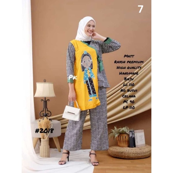 Baju casual wanita Setelan Rayon Motif Mbok Jamu