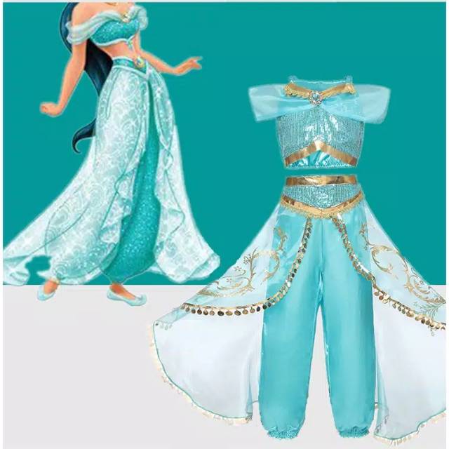 Costum Princess Jasmine Aladin Dress Princess Baju Princess