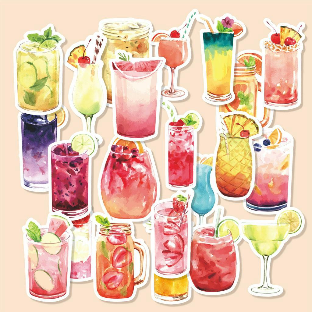 

( 50 pcs )Termurah Random cetak stiker satuan murah tema COCKTAIL
