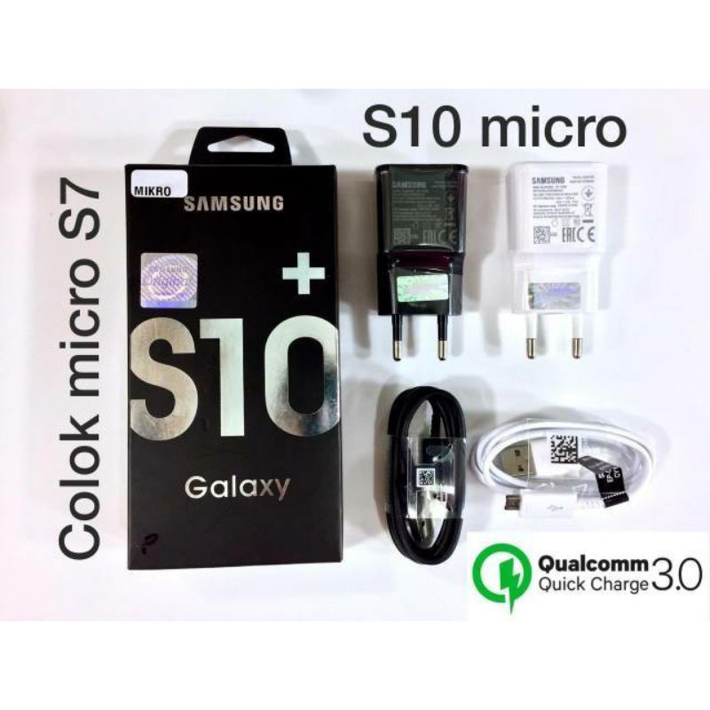 TRAVEL CHARGER SAMSUNG S10+ MICRO USB/ TYPE-C ORIGINAL 100% QUICK 3.0 FAST