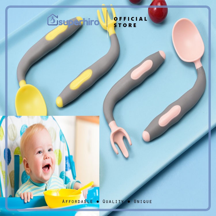 Sendok Garpu Makan Bayi Set Learning Spoon Baby BPA Free