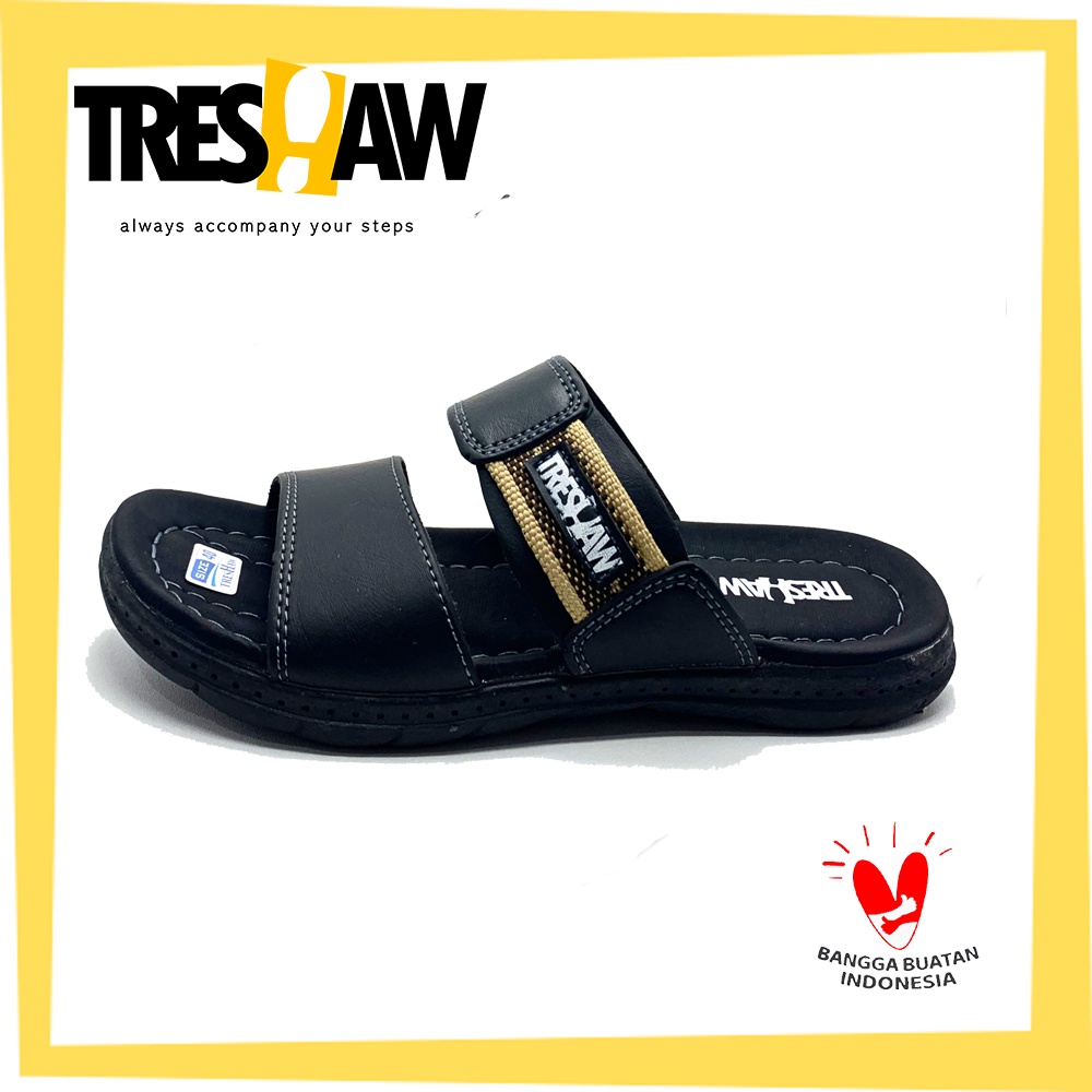 Sandal Slop Pria Treshaw Kulit High Quality | Sandal Casual | Sandal Ori | Sandal Branded