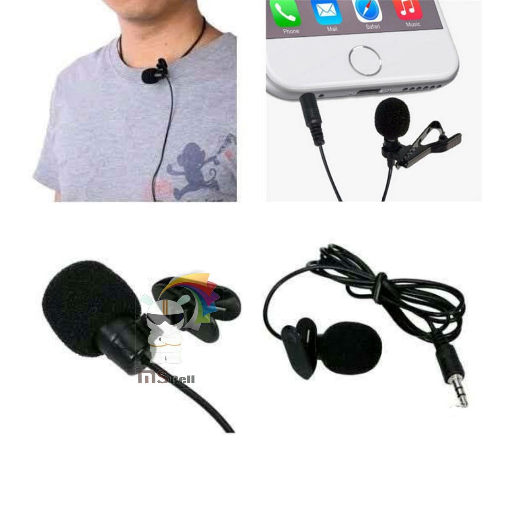 Microphone With Clip On 3.5mm Mic External Smartphone Laptop PC Pengeras Suara Shooting Vlogger