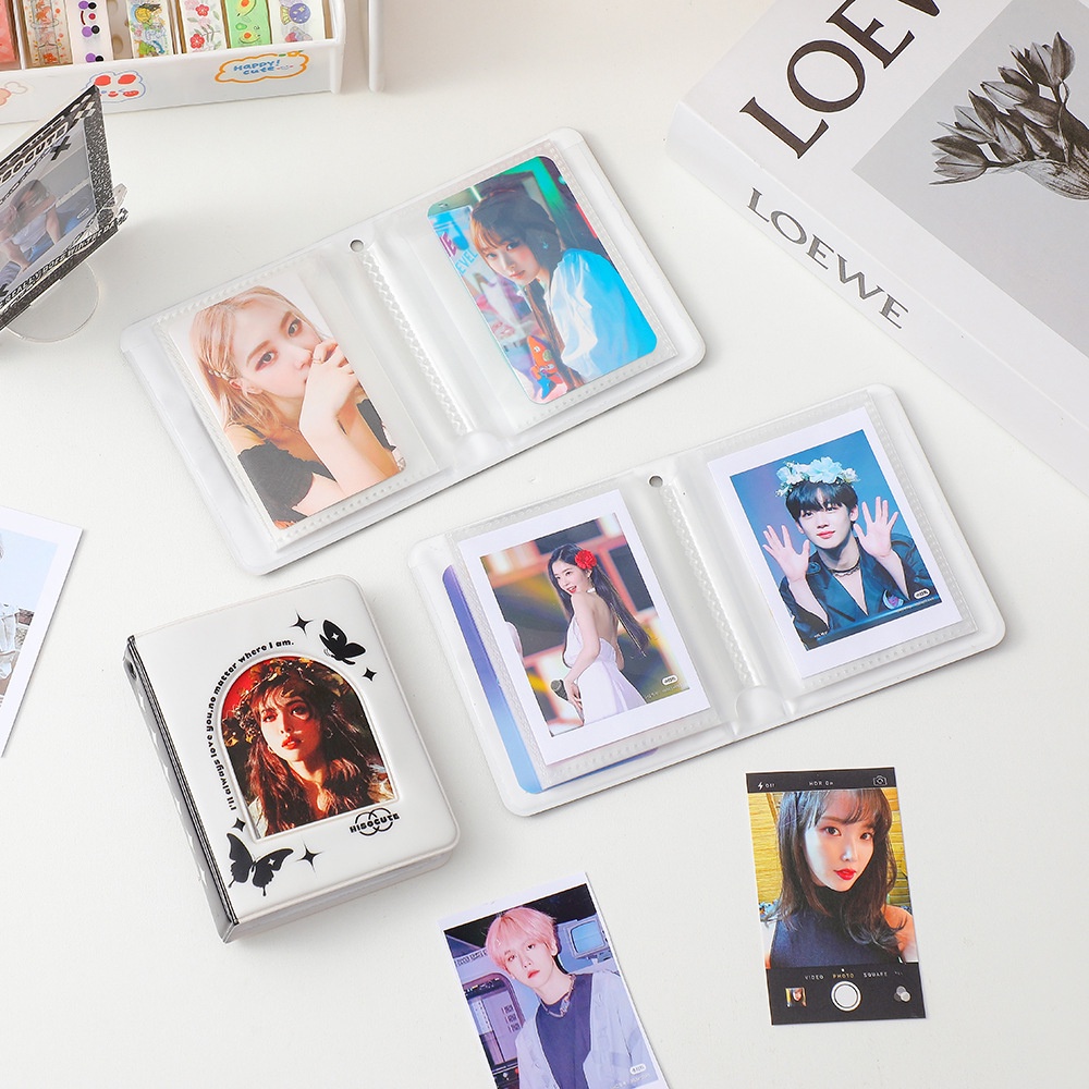 Album Cover Kupu-Kupu 3inch Hitam&amp;Putih Album Foto 40kantong Photocard Binder Mini Buku Kolek Kartu Lomo