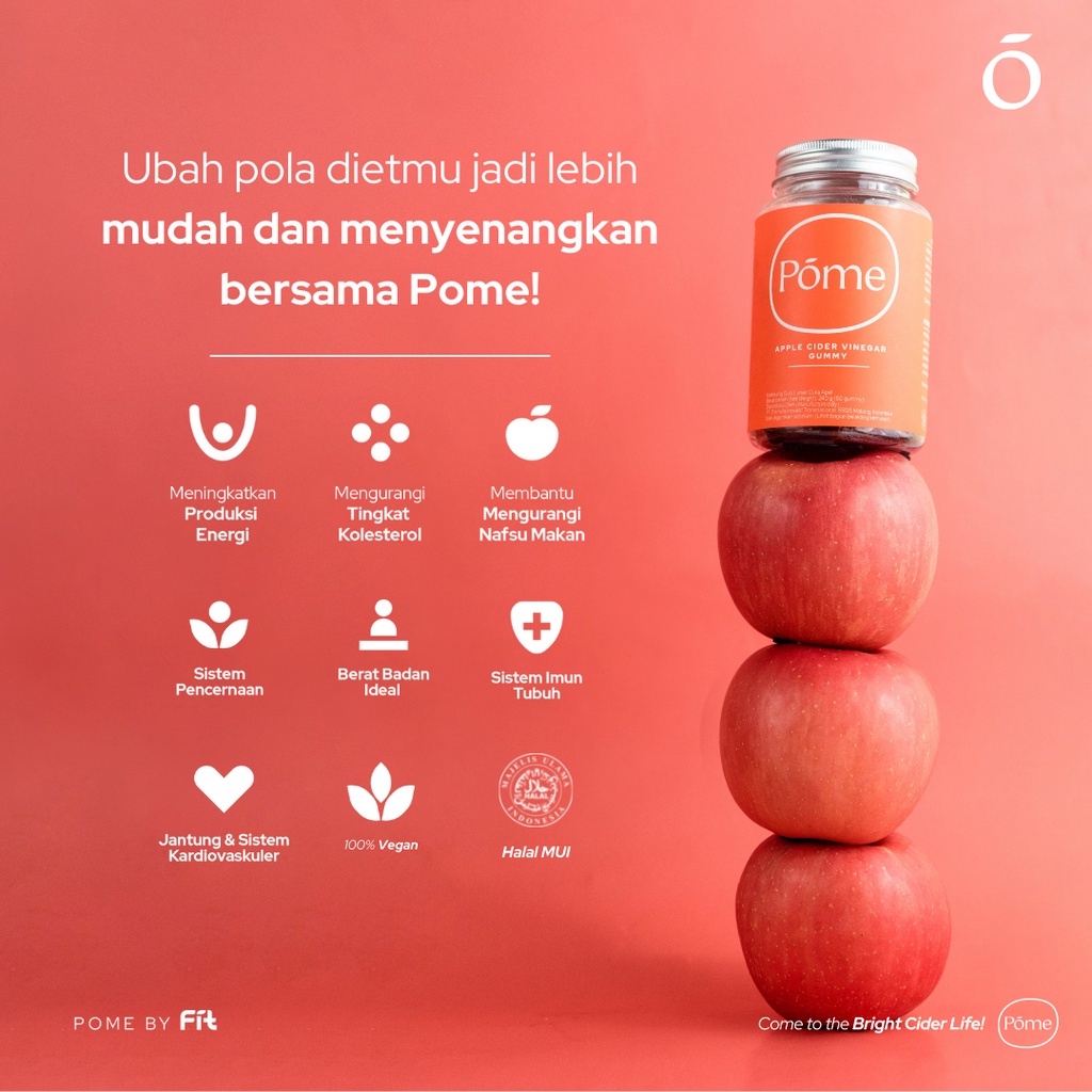 Paket 1 Botol Pome Gummy ACV + Pome Gummy Optimun Superfood Suplemen