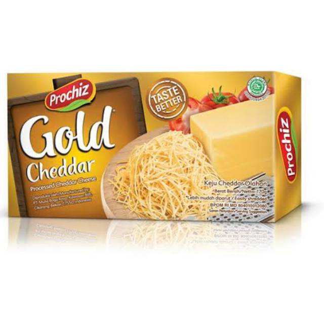 

Keju Cheddar parut Prochiz Gold 170gr