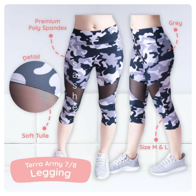 Terra Army 7/8 Legging Celana Pendek Olahraga Wanita Senam Zumba