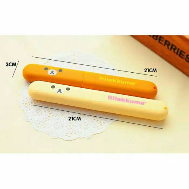 Tempat sikat gigi traveling panjang / wadah sikat gigi traveling / tempat penyimpan sikat rilakkuma