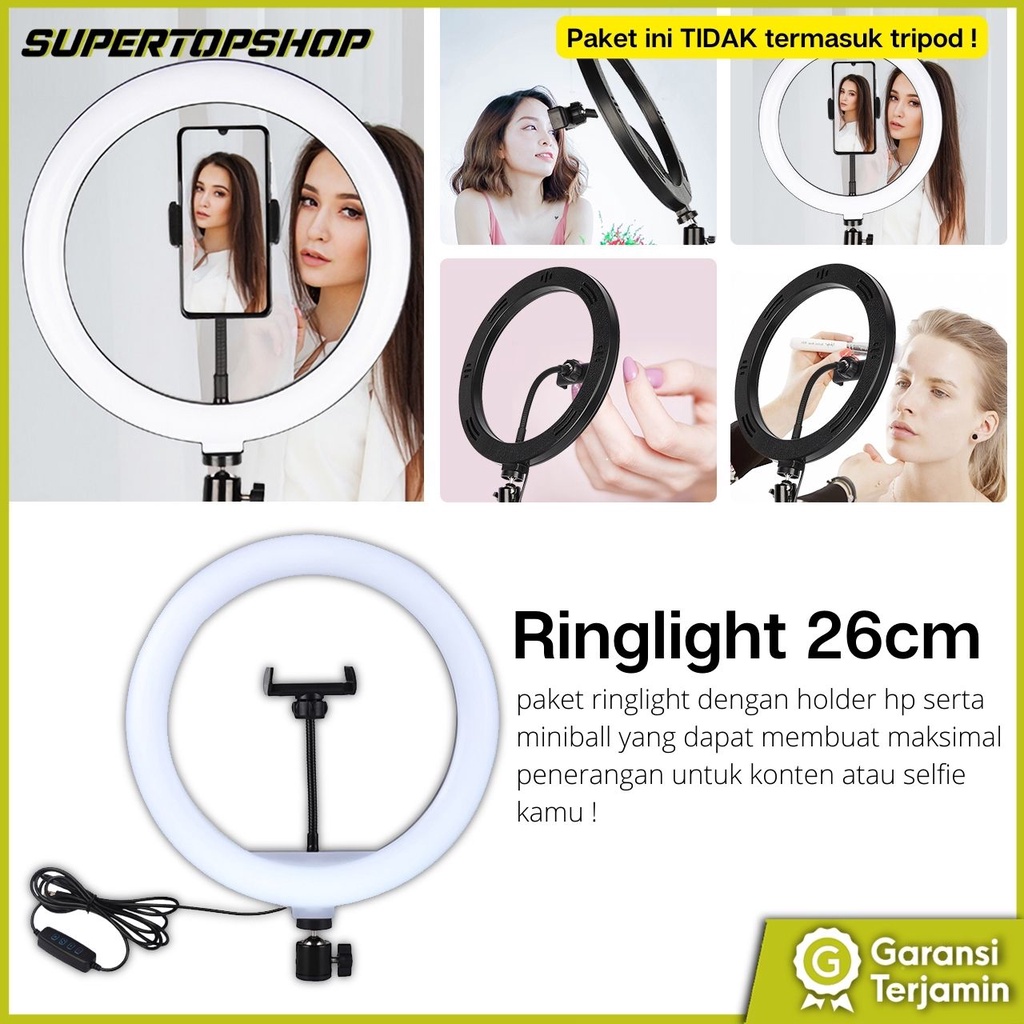 Ringlight lampu selfie 26cm 3 level lampu selfie besar LED 26cm