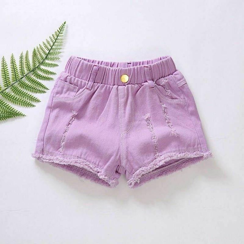 DELLA RIPPED HOT PANTS/ CELANA PENDEK ANAK RIPPED COLOURFUL/  BAGUS IMPORT