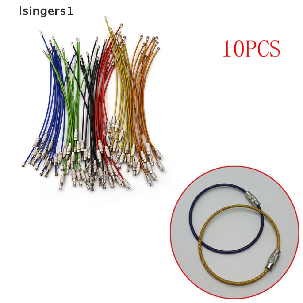 (lsingers1) 10pcs / Set Gantungan Kunci Bentuk Kabel Pesawat Terbang Bahan Stainless Steel