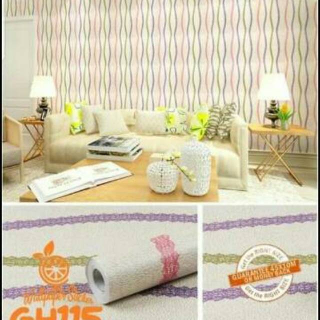 Wallpaper Dinding Stiker Motif Salur Elegant Ukuran 45 cm x 10 m