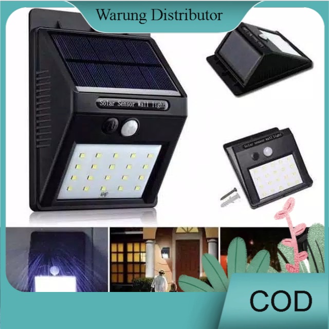 LAMPU LED SENSOR MATAHARI SOLAR POWERED 30 LED WALL LIGHT - 20