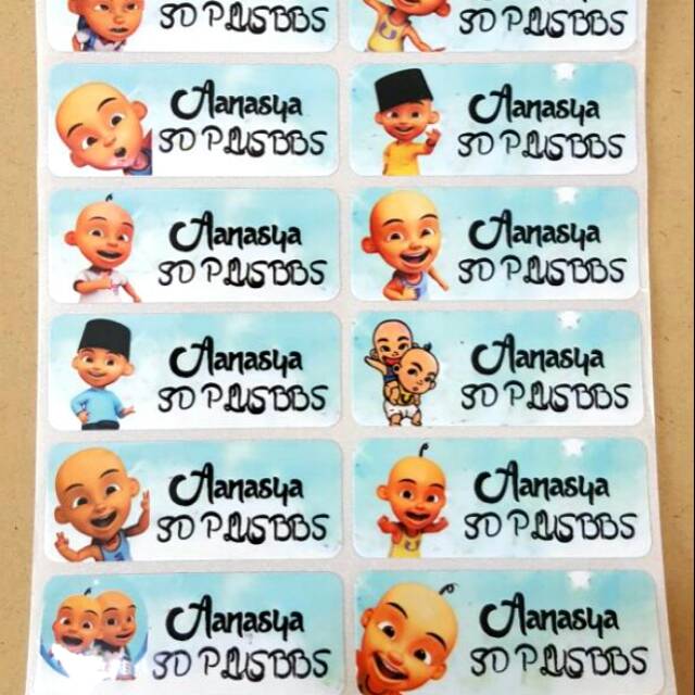 

Label nama anti air stiker waterproof Upin Ipin