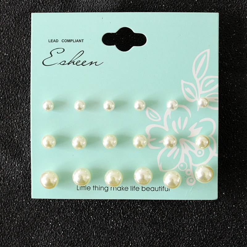 Set 9 pasang anting Anting berlian imitasi mutiara Anting-anting aksesoris fashion