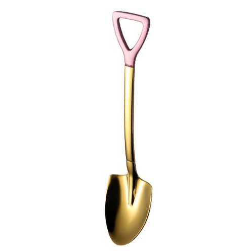 H 448 Sendok Sekop Unik Sendok Ice cream Dessert Buah cake Lucu Gold Stainless Teh Kopi-RUNCING GOLD PINK