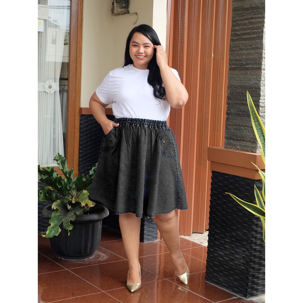ROK JUMBO BIG SIZE DENIM JEANS XXXL-SNOW HITAM