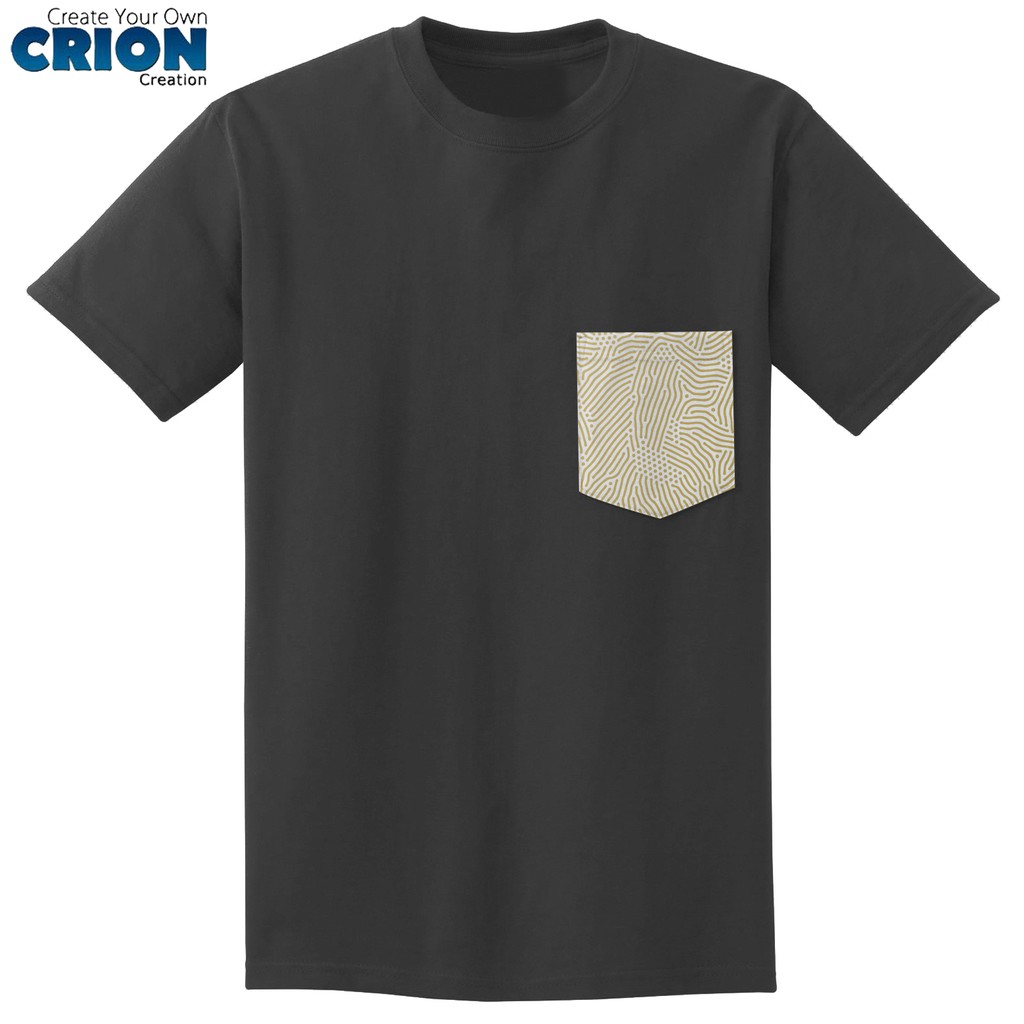 Crion Casual Tees Abstract Line Pocket Pattern - Kaos dengan Kantong