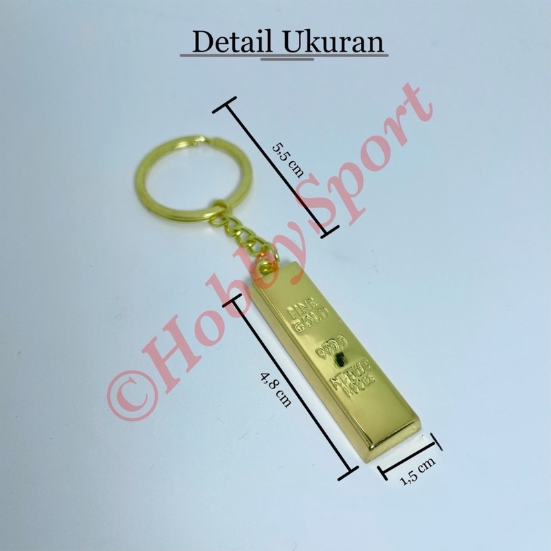 Gantungan Kunci Emas Batangan Gold Bar Key Chain Mainan Miniatur Unik-1
