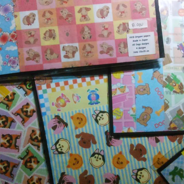 Jual Kertas Origami HVS Jepang 15x15 cm isi 4 lembar All Dog design