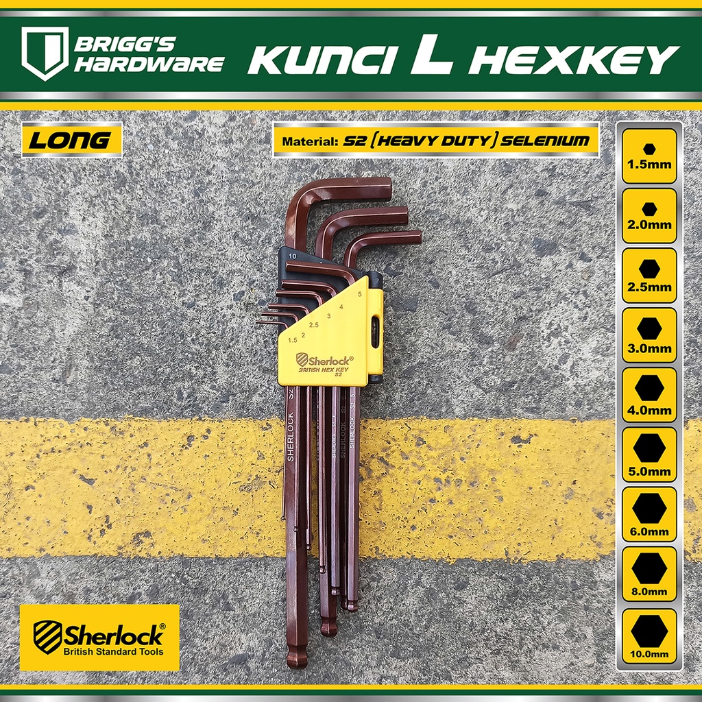 Sherlock Kunci L Set 9 Pcs mm (Panjang) / Kunci L Set Original Sherlock