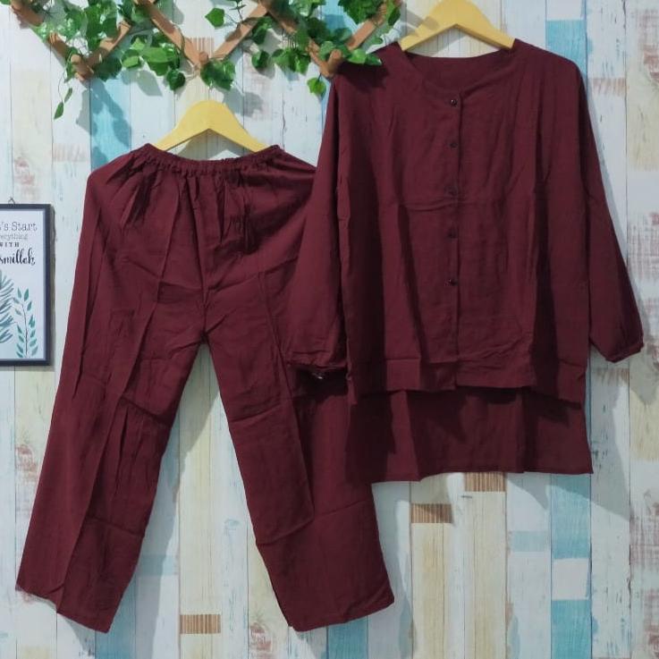 Setelan wanita terbaru Setelan andin leher V Setelan andin ikatan cinta