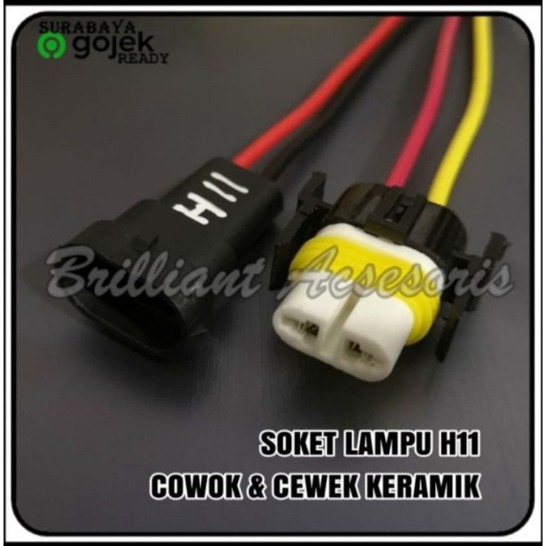 Soket Konektor Lampu Sepasang - H11 / HB3 / HB4 - Male Female / Cewek Cowok - Harga Set 2pc