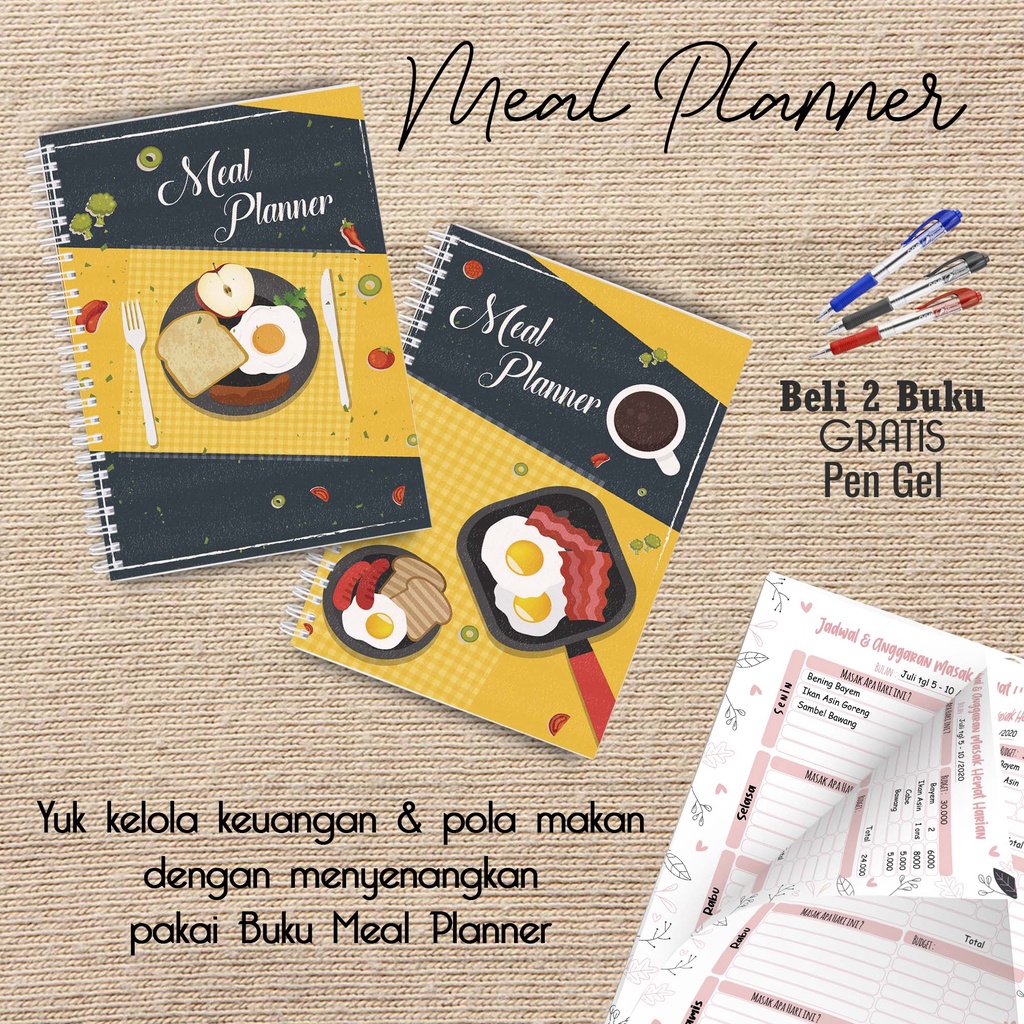 

Artomaringi Meal Planner / Jadwal Menu Hemat Harian Beli 2 Buku Gratis Pen Gel Kode MP12