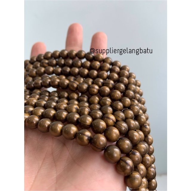 spacer resin bakar bulat 8mm bahan craft gelang kalung beads cokelat