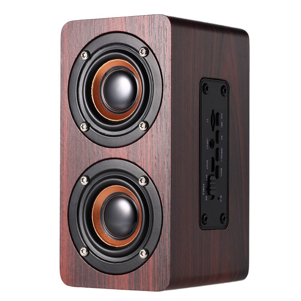 Speaker Retro Minimalis Bluetooth Kayu Super Bass Memory Card slot AUX Jack Audio Double Speaker W5 aktif mdf stereo