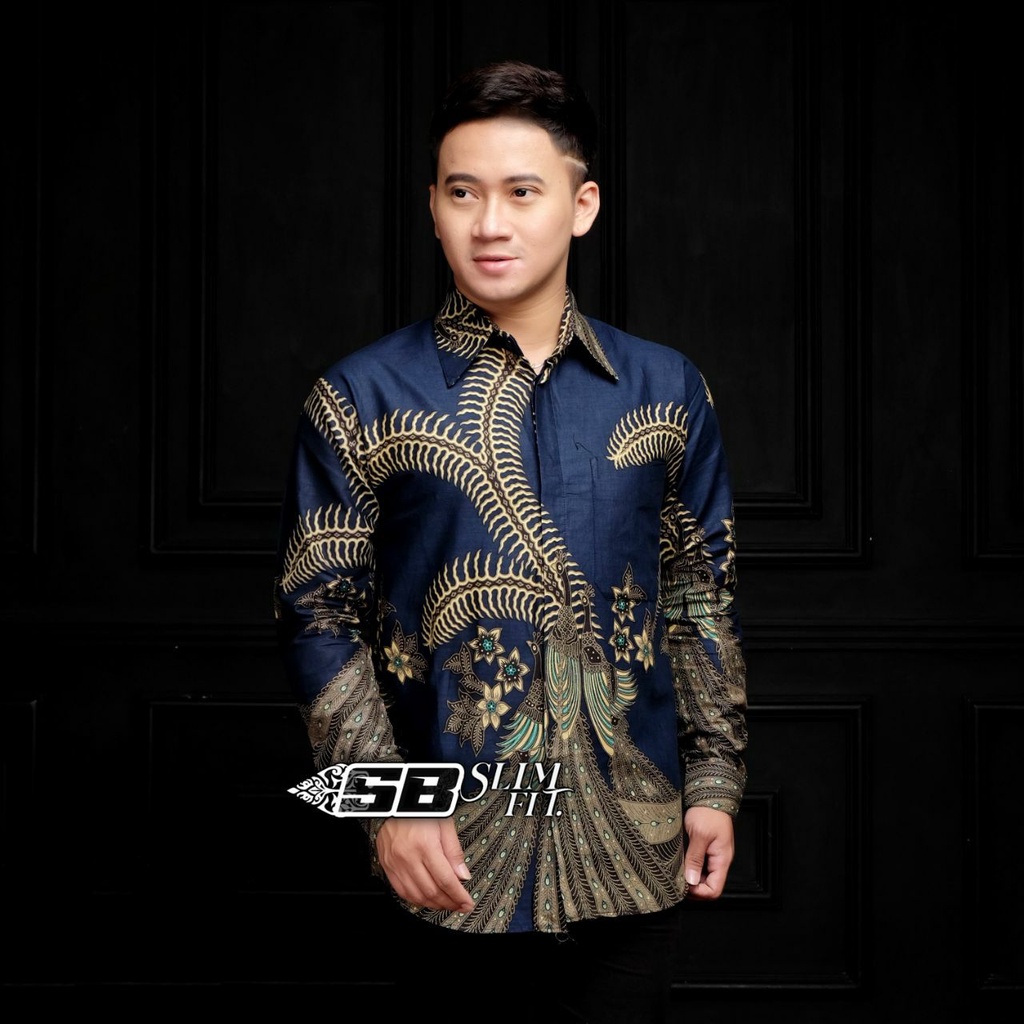 atasan kemeja batik pria lengan panjang size jumbo