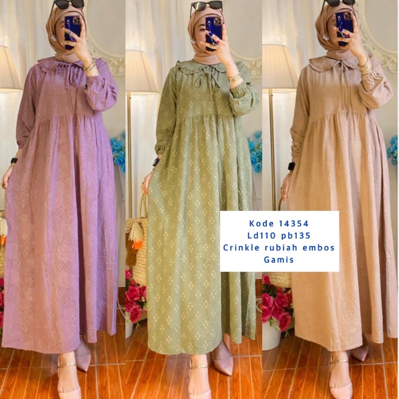 Gamis Crinkle Rubi Love Embos