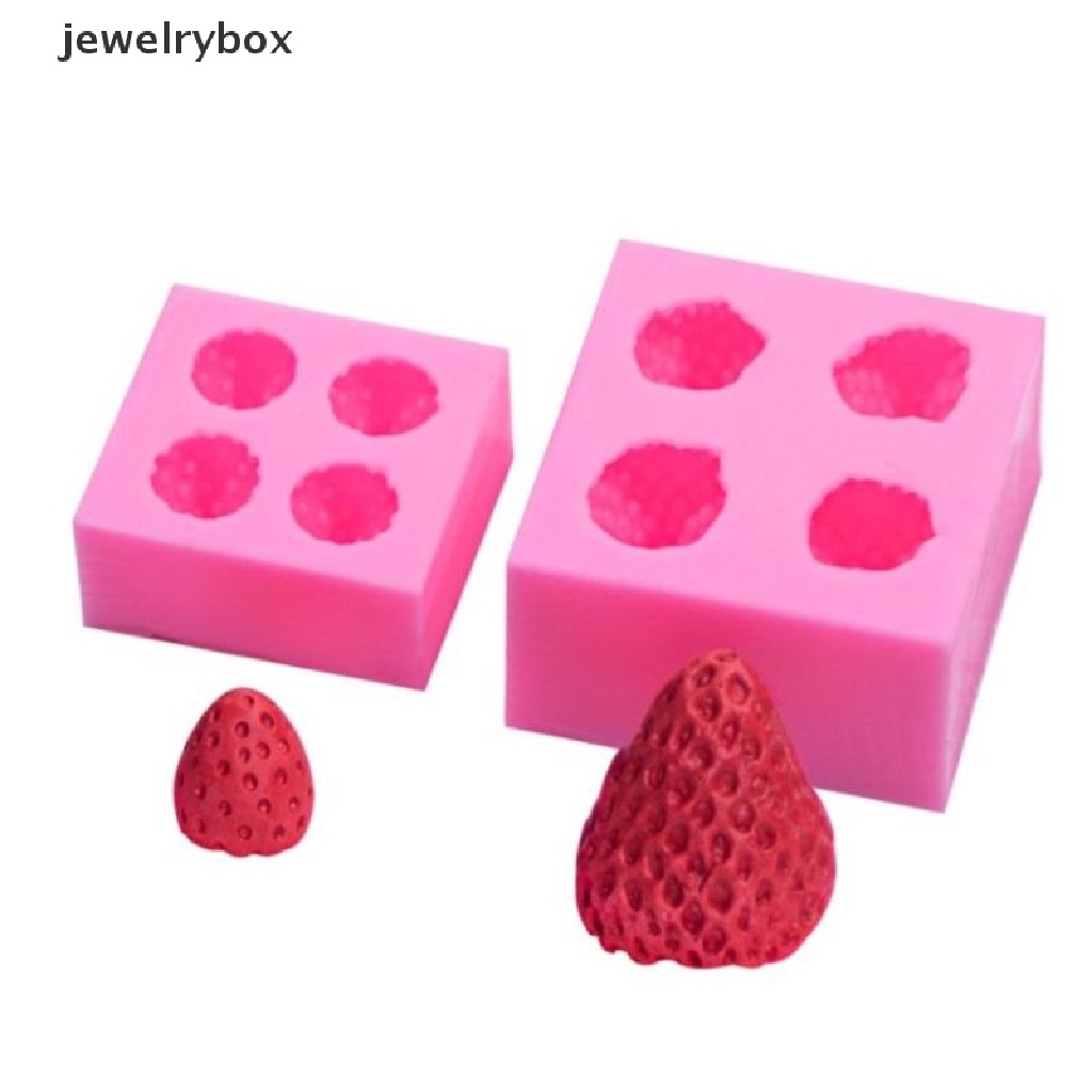 (jewelrybox) Cetakan Kue / Coklat / Jelly Bentuk Buah Strawberry Bahan Silikon