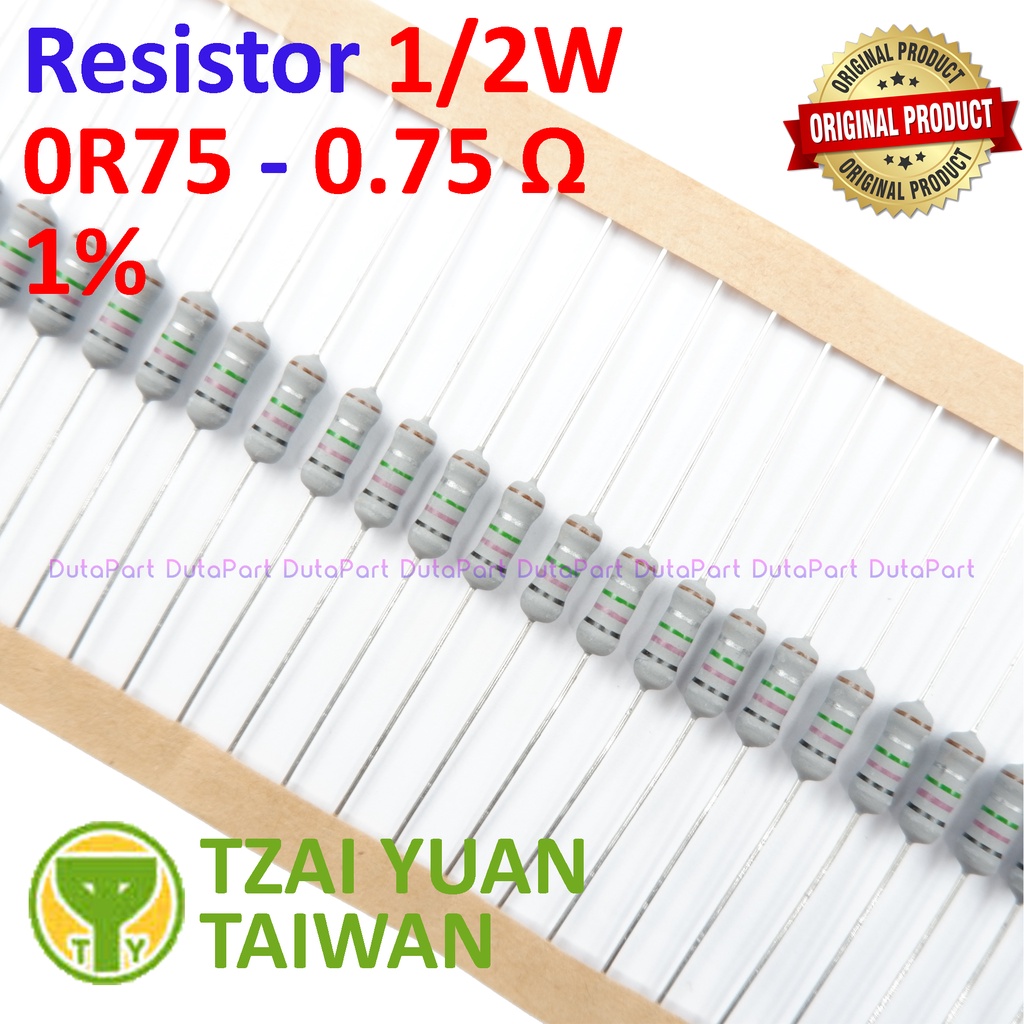 Resistor 0R75 Ohm 1/2 Watt 1% ORIGINAL TAIWAN 1/2W 0.75 R HIGH QUALITY