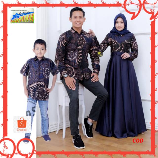 TERBARU Baju kapel couple batik gamis M L XL XXL JUMBO