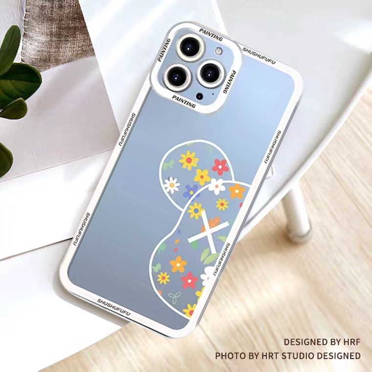 Soft Case Silikon TPU Transparan Shockproof Motif Bunga Beruang Untuk IPhone 13 12 11 Pro XS Max X XR 8 7 6 6S Plus