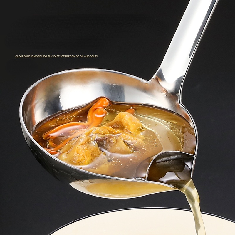Sendok Pemisah Lemak Minyak Soup Stainless Centong Pisah Minyak Penyaring Air dan Minyak Sup Soup Oil Separation Spoon
