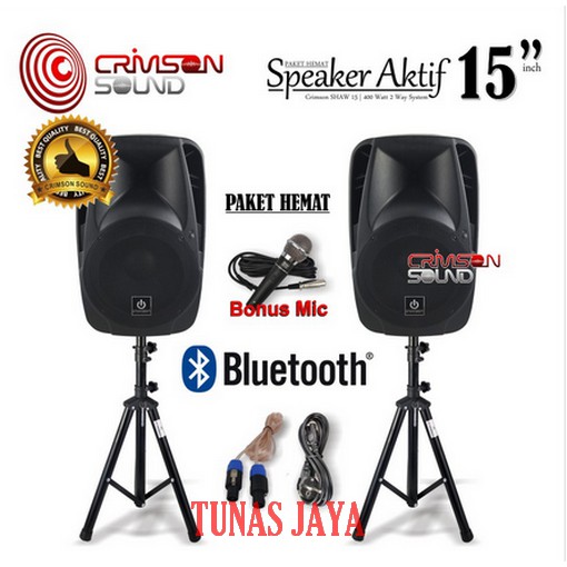 PAKET KOMPLIT SPEAKER AKTIF CRIMSON 15 inch BLUETOOTH  SHOW 15