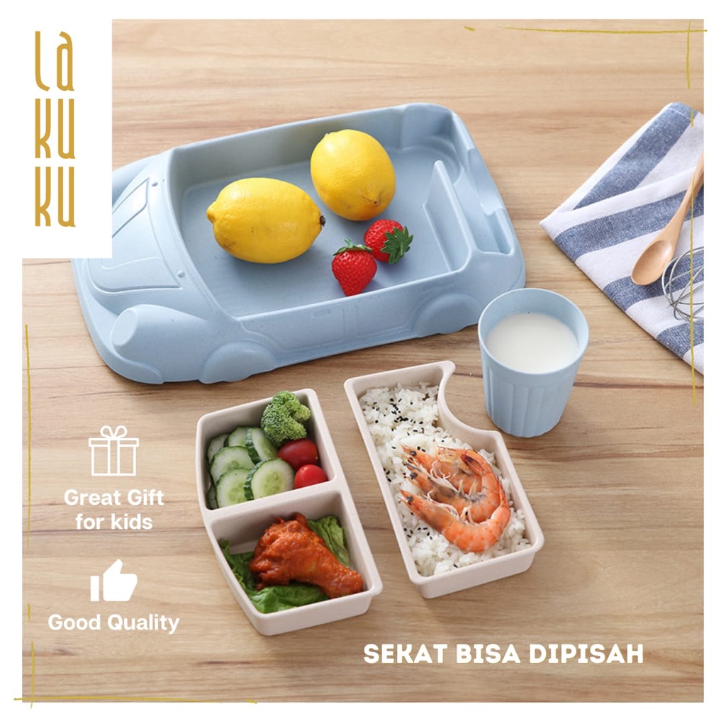 Lakuku - Kids Feeding Set PP Piring Makan Anak 3D bentuk mobil pesawat terbang