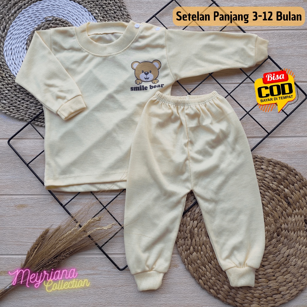 Setelan Piyama Panjang Baju Anak Usia 3-12 Bulan Smile Bear