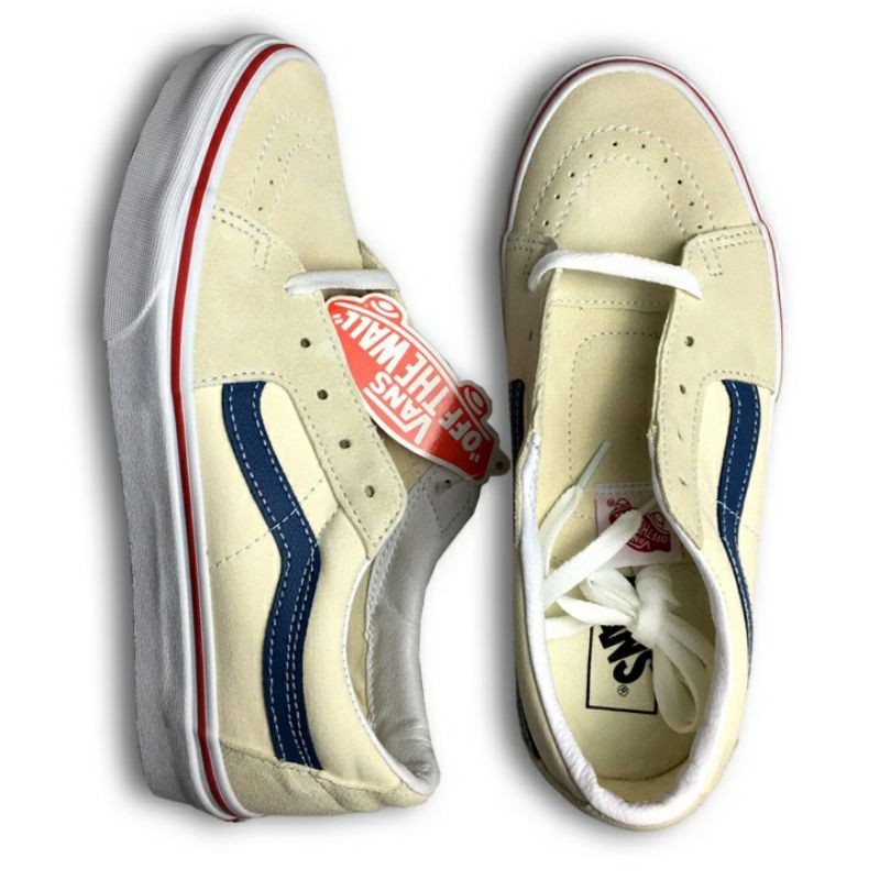 Jual VANS SK8LOW CLASSIC WHITE/NAVY Shopee Indonesia