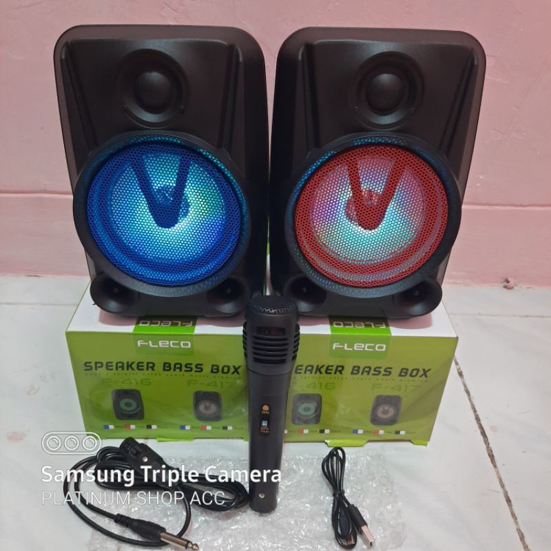 SPEAKER BLUETOOTH LED FLECO F418/F416/F417 FREE MIC KARAOKE/SALON AKTIF WIRELESS MULTIMEDIA MP3 USB