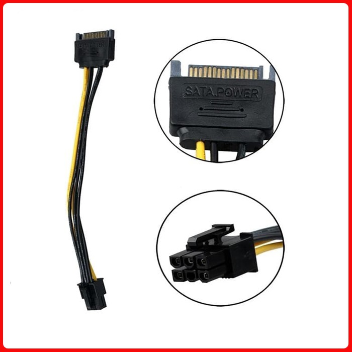 Kabel Power SATA 15 Pin To 6 Pin - 6pin PCI-E Video Card