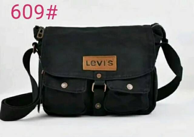 Tas Selempang Kanvas levis pria wanita 609 hitam