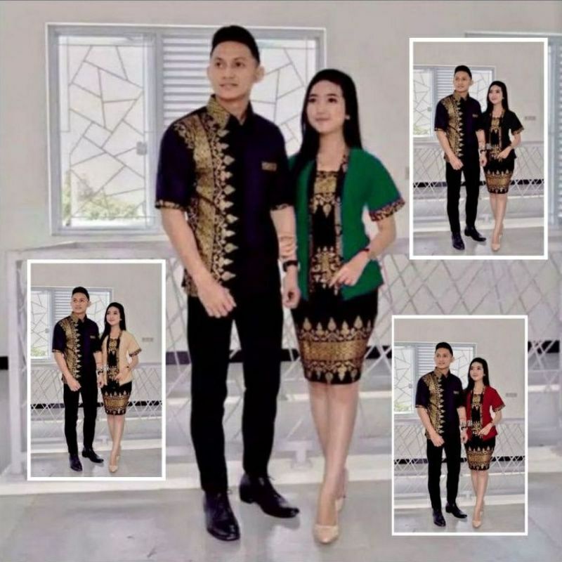 COUPLE BATIK NATAL MODERN / COUPLE RNB PRADA / BAJU BATIK NATAL COUPEL ROK SPAN KOMBINASI TERBARU / 