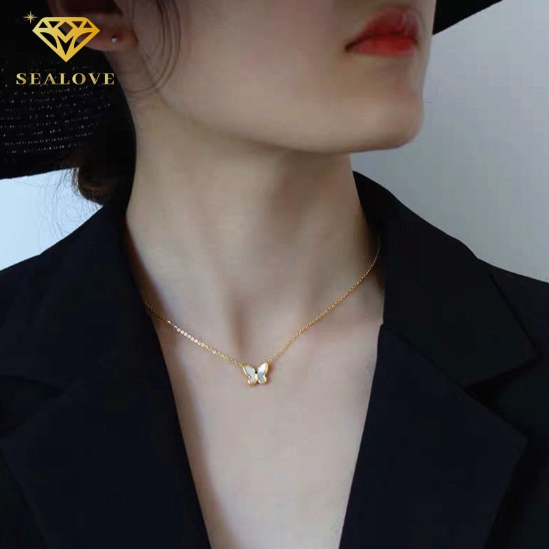 Kalung Kupu emas kalung titanium anti karat Liontin Wanita Aksesoris Fashion